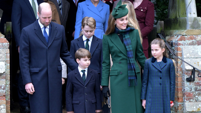 Prince William, Kate Middleton, and their kids at a 2024 Christmas Morning Service