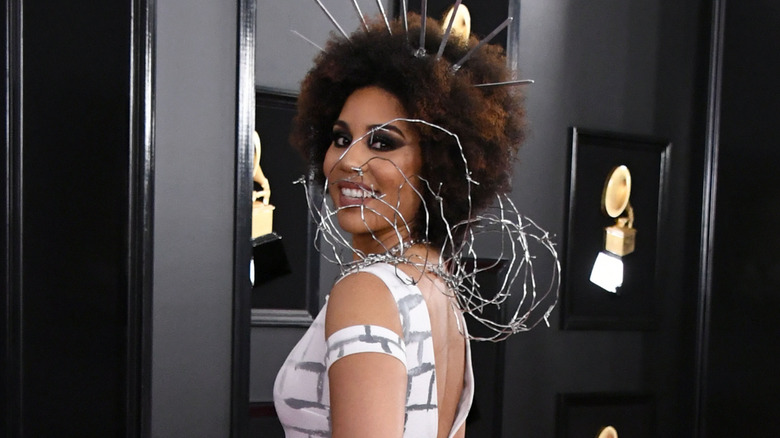 Joy Villa smiling at the 2019 Grammy Awards