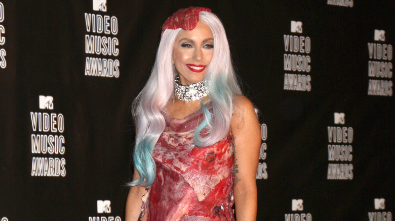 Lady Gaga in her meat dress 