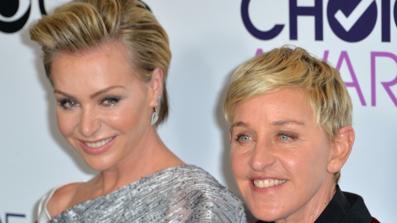 Ellen DeGeneres, Portia de Rossi smiling