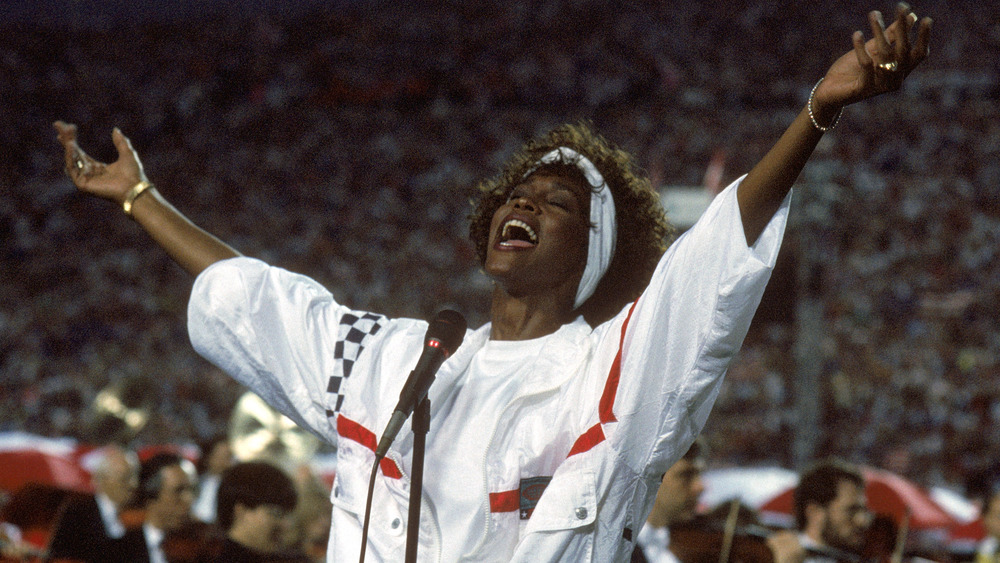 Whitney Houston sings National Anthem at Super Bowl