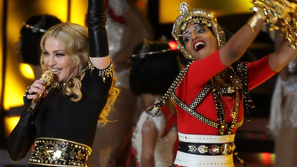 Madonna and M.I.A. performing