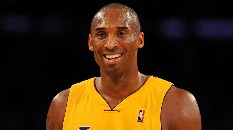 Kobe Bryant smiling on basketball court