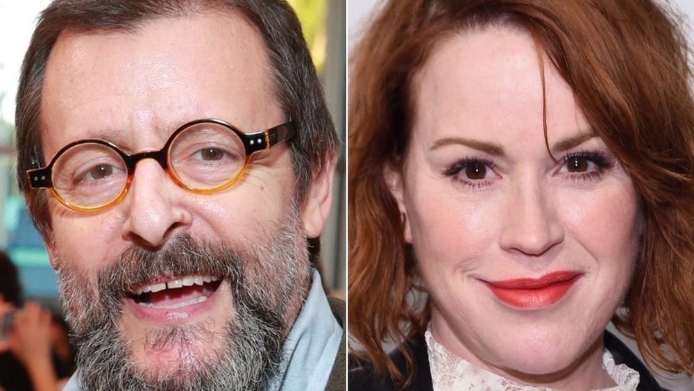 Judd Nelson smiling (left), Molly Ringwald smiling (right)