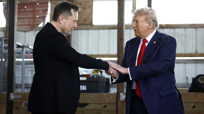 Elon Musk and Donald Trump holding hands