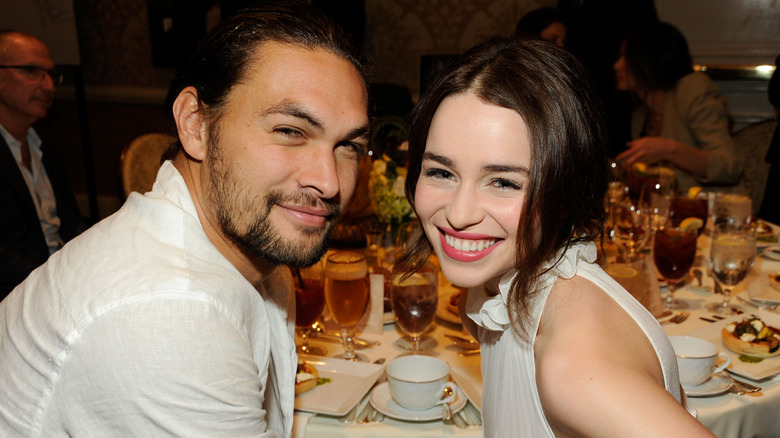 Jason Momoa Emilia Clarke dinner table