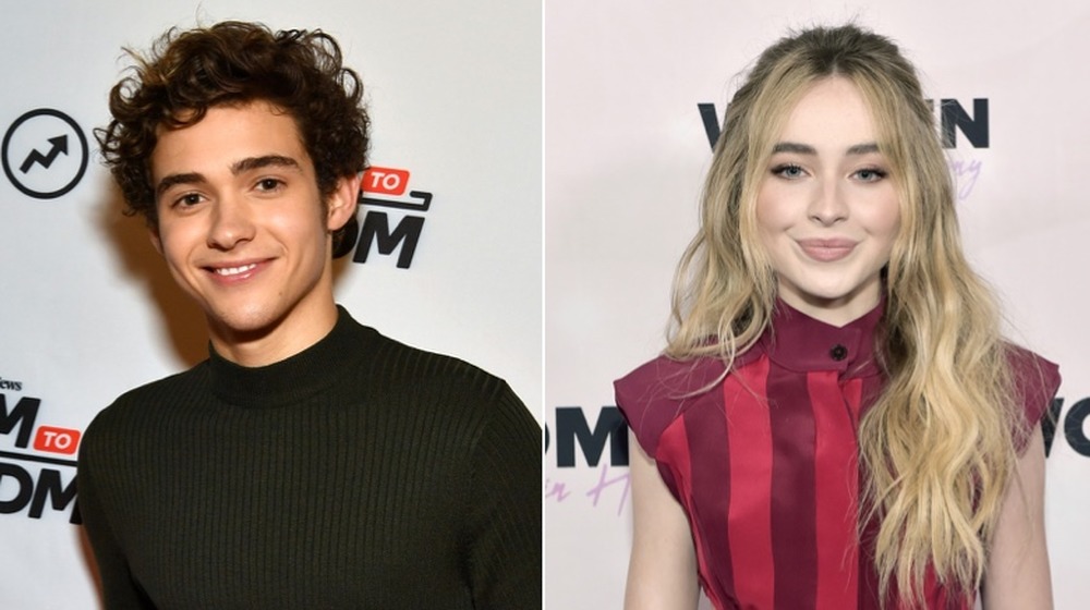 Joshua Bassett and Sabrina Carpenter smiling in split image