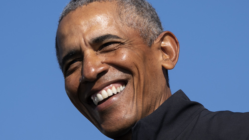 Barack Obama speaking at a campaign event