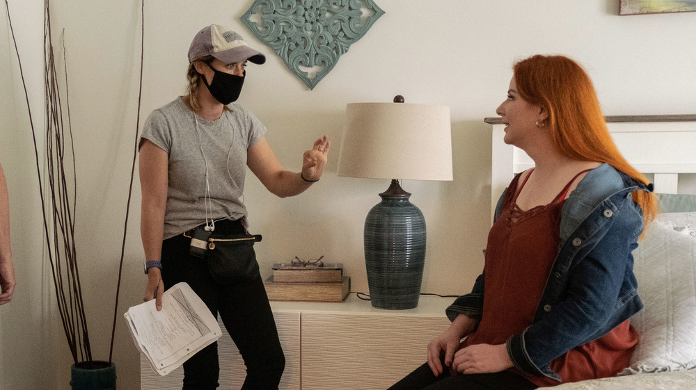 Ashley Williams directing Diane Neal on set of 'Circle of Deception'