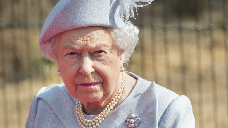 Queen Elizabeth with a stern expression