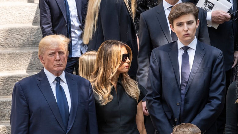 Donald and Melania Trump, Barron Trump at Ivana Trump funeral