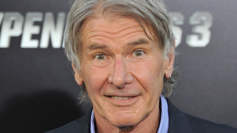 Harrison Ford with his eyebrows raised