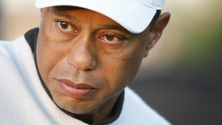 Tiger Woods looking serious