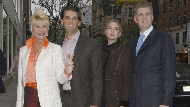 Ivanka Trump outdoors with children Don Jr., Ivanka, and Eric