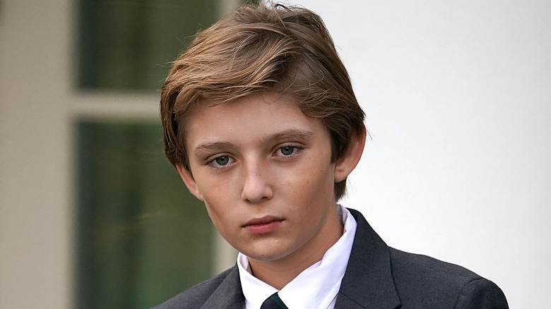 Barron Trump with serious expression