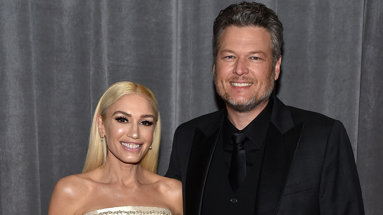 Gwen Stefani and Blake Shelton smiling