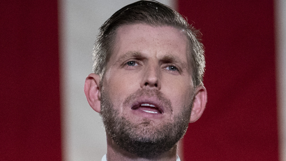 Eric Trump speaks at an event