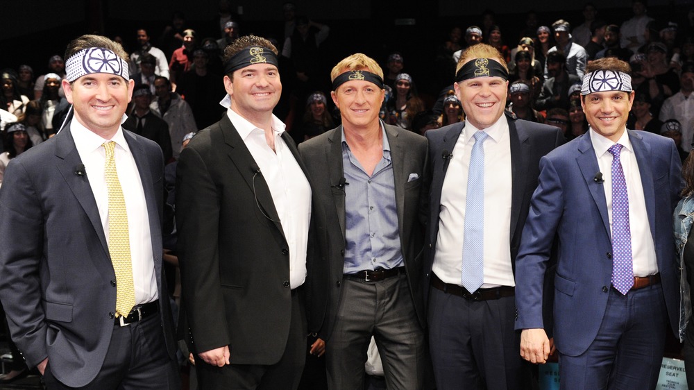 Jon Hurwitz, Hayden Schlossberg, Billy Zabka, Josh Heald, and Ralph Macchio at an event