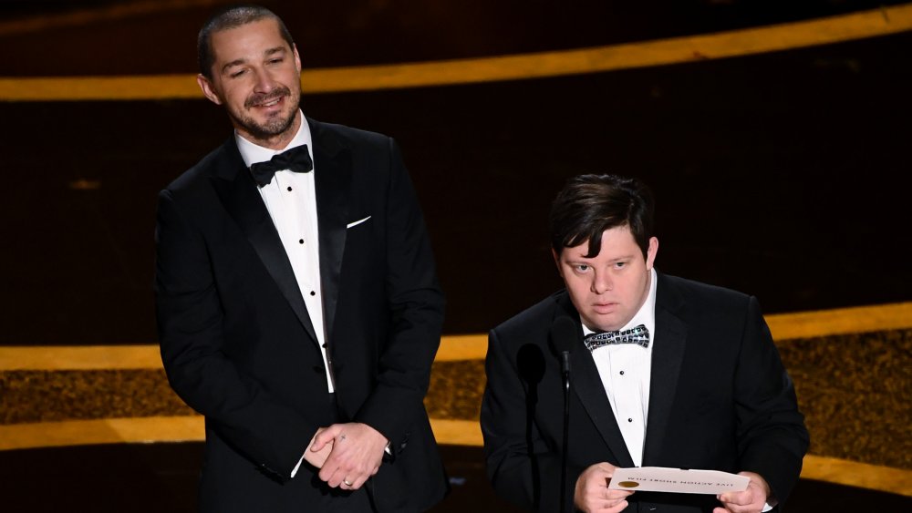 Shia LaBeouf and Zack Gottsagen present at the 2020 Oscars