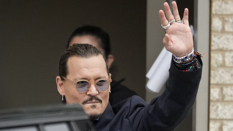 Johnny Depp waving to fans