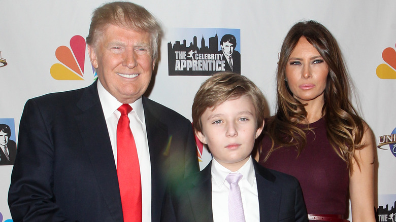 Donald Trump with wife Melania and son Barron