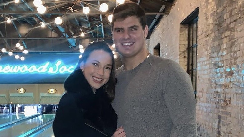  Alisa Chernomashentsev, Trey Hendrickson, together at a bowling alley, 2021