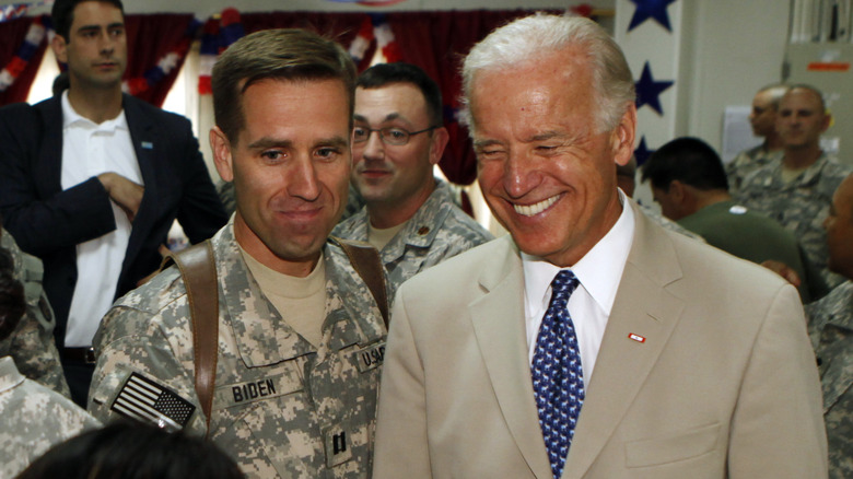 Beau and Joe Biden in Iraq in 2009