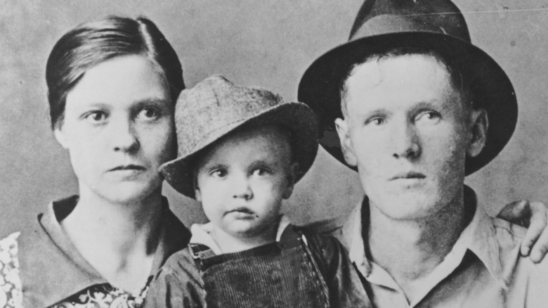 Two-year-old Elvis Presley with Vernon Presley and Gladys Presley