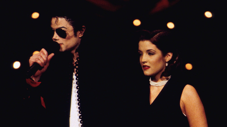 Lisa Marie Presley with Michael Jackson on stage