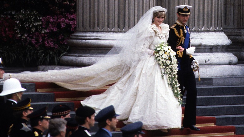 Princess Diana and Prince Charles on wedding day