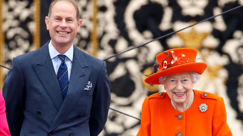 Prince Edward and Queen Elizabeth smiling