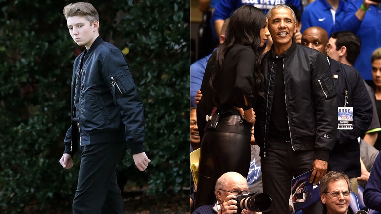 Barron Trump, Barack Obama wearing all-black outfits