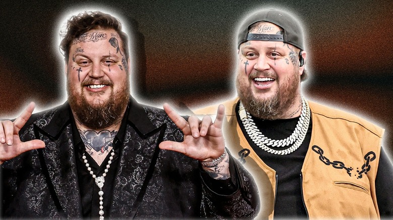 side by side photos of Jelly Roll smiling