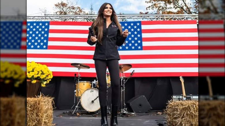 Kimberly Guilfoyle US flag stage