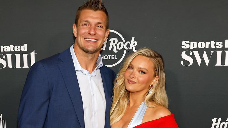 Rob Gronkowski with Camille Kostek, both smiling