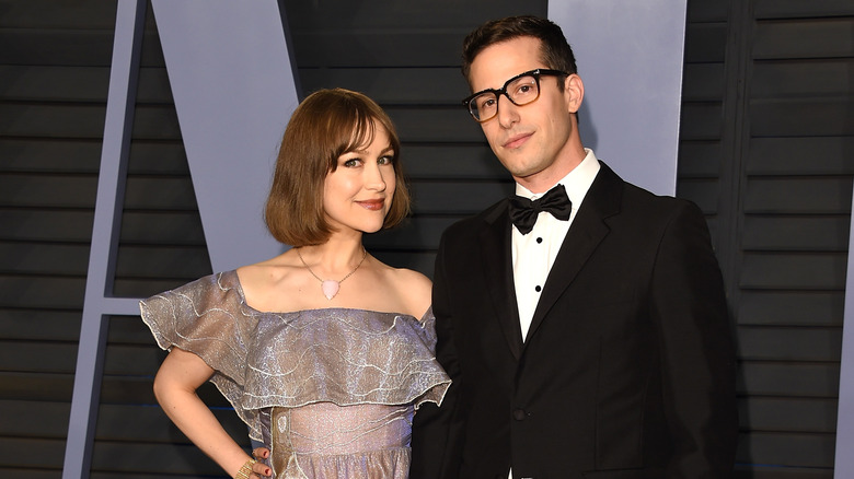 Joanna Newsom and Andy Samberg posing