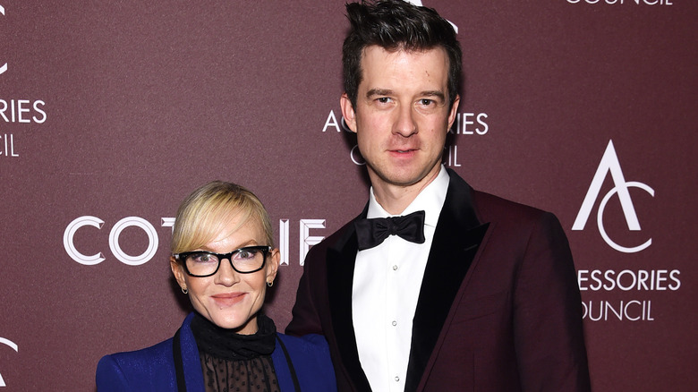 Rachael Harris poses with her ex-husband in 2018