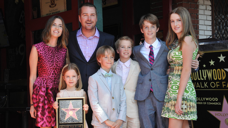 Chris O'Donnell and his wife Caroline pose with their five kids