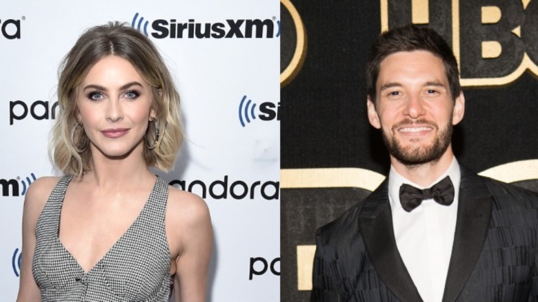 A composite image of Julianne Hough and Ben Barnes smiling