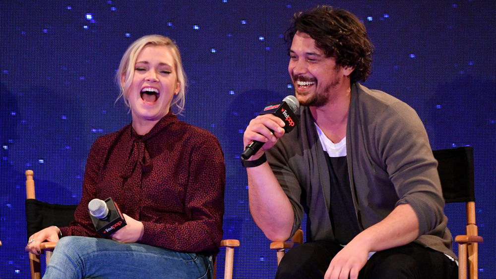 Eliza Taylor and Bob Morley laughing