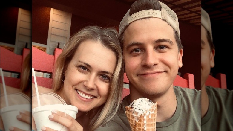 Nina Carnahan and Barrett Carnahan smiling with ice cream