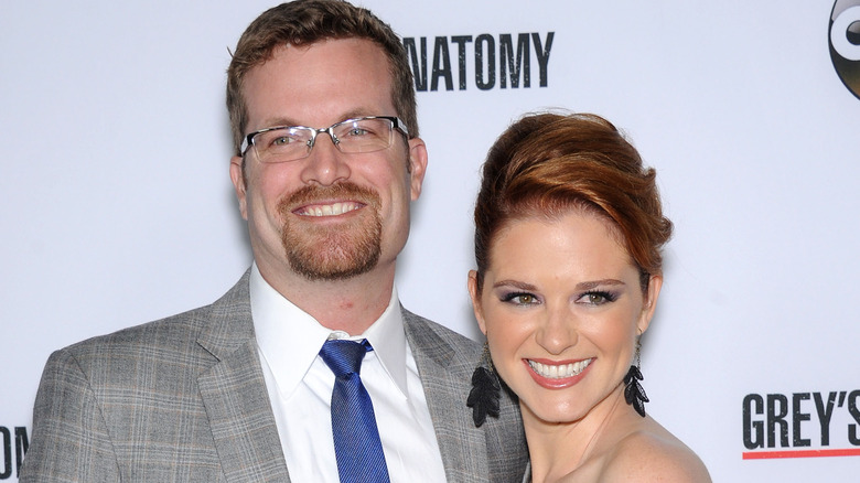 Peter Lanfer and Sarah Drew smiling