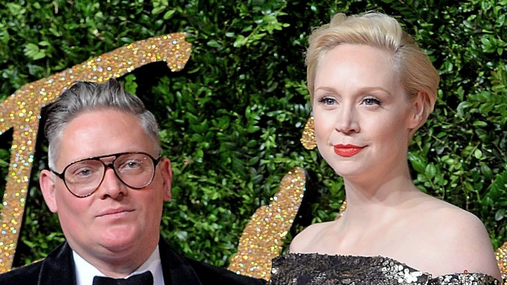 Giles Deacon and Gwendoline Christie at the British Fashion Awards