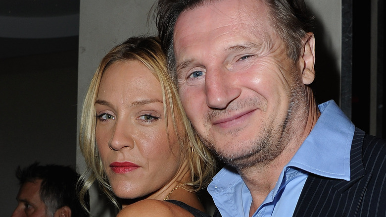 Freya St. Johnston, Liam Neeson, posing together in 2011