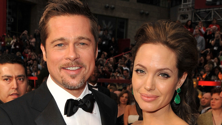 Brad Pitt and Angelina Jolie smiling