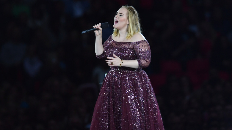 Adele performing at Wembley Stadium in 2017