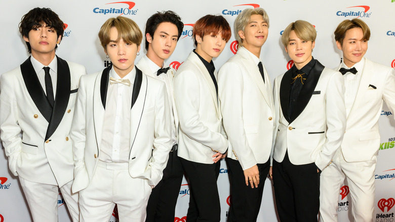 BTS posing on the red carpet 