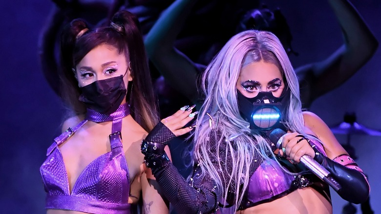 Lady Gaga and Ariana Grande on stage 