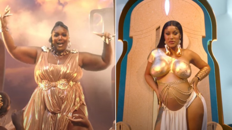 Lizzo and Cardi B dressed as goddesses