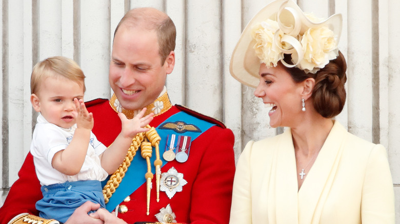 Prince William, Prince Louis, and Kate Middleton smiling